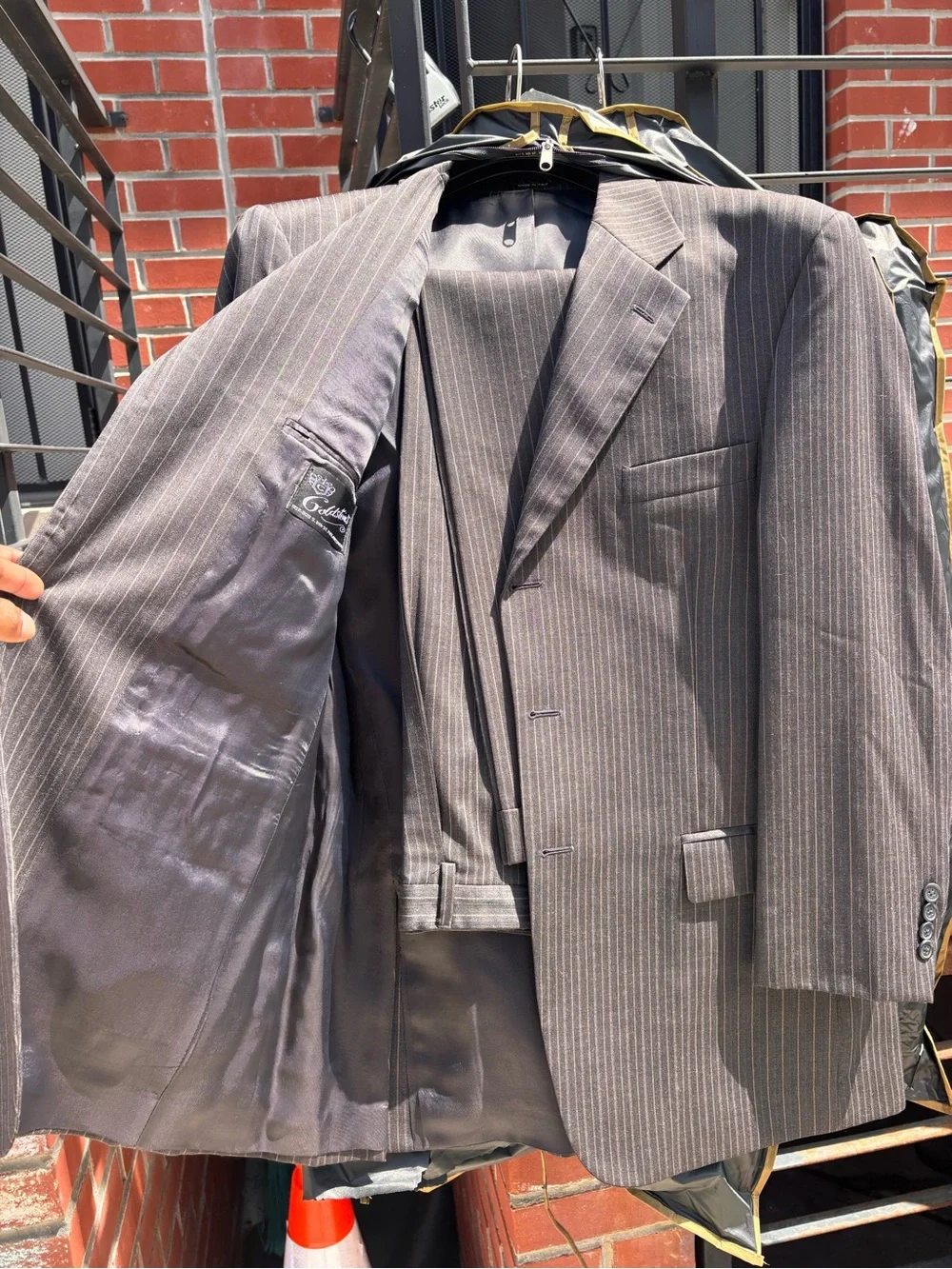 Classic Men's Gray Pinstripe Suit Jacket
